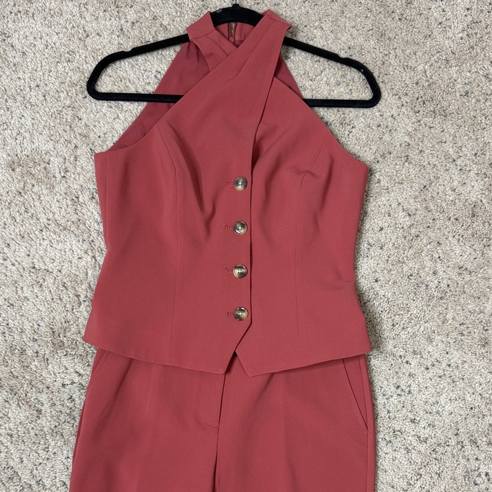 NWT 3 piece set White House Black Market Halter vest, pants and blazer in Rust 2